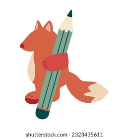 A fox standing with school pencil