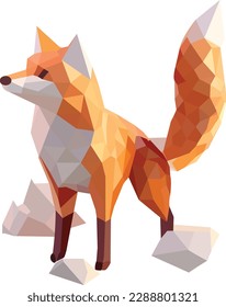 a fox standing in white background