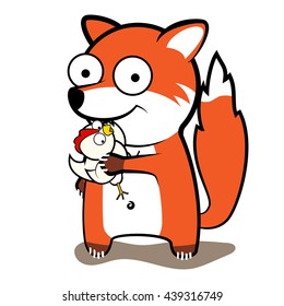fox stole a chicken. Red thief logo
