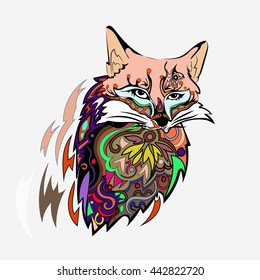 Fox in the style of a bright tattoo