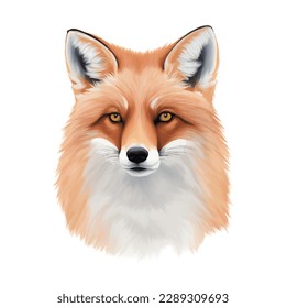 fox with style hand drawn digital painting illustration