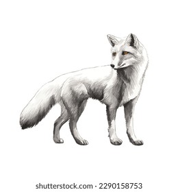 fox with style hand drawn digital painting illustration