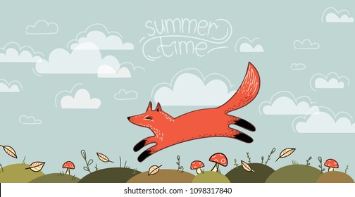 fox summer/vector illustration