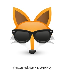 Fox with Sunglasses. A Forest Animal Emoji. A Illustration Face 3d Color.