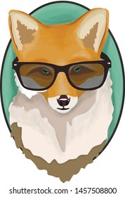 Fox in sunglasses, fox hipster