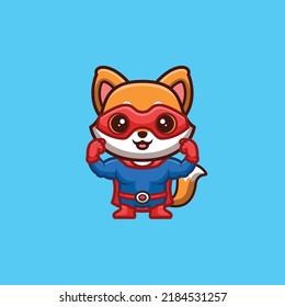 Fox Super Hero Cute Creative Kawaii Cartoon Mascot Logo