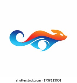fox swimming logo, fox logo design