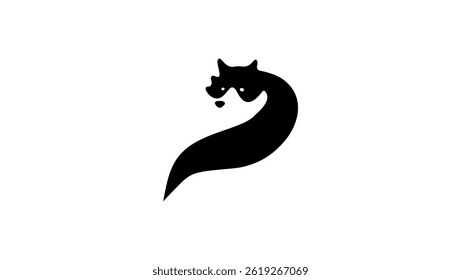 Fox symbol, black isolated silhouette