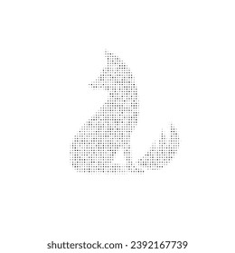 The fox symbol filled with black dots. Pointillism style. Vector illustration on white background