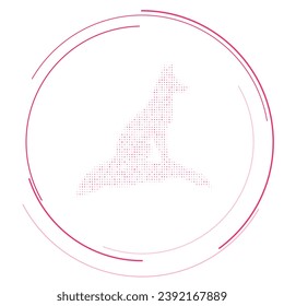 The fox symbol filled with pink dots. Pointillism style. Vector illustration on white background
