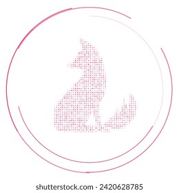 The fox symbol filled with pink dots. Pointillism style. Vector illustration on white background