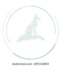 The fox symbol filled with teal dots. Pointillism style. Vector illustration on white background