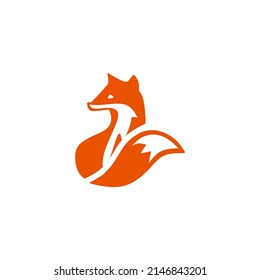 Fox symbol or logo design isolated on white background. Colorful Fox sign in minimal style. Animal vector illustration