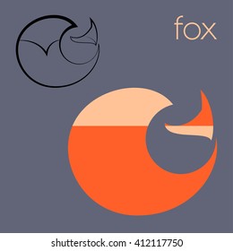 Fox Symbol - Vector Illustration. Red Fox Logo With Black Outline Fox