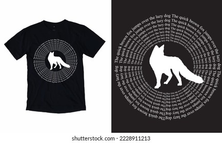 Fox t shirt vector, the quick brown fox jumps over the lazy dog, typography t shirt design, 