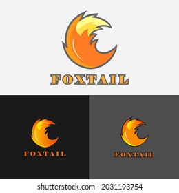 fox tail design logo with circle concept. vector illustration