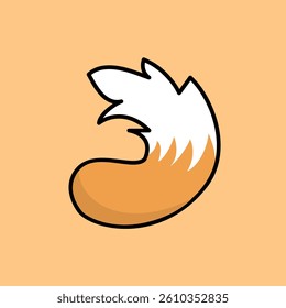 Fox tail element or logo. cartoon style vector illustration.