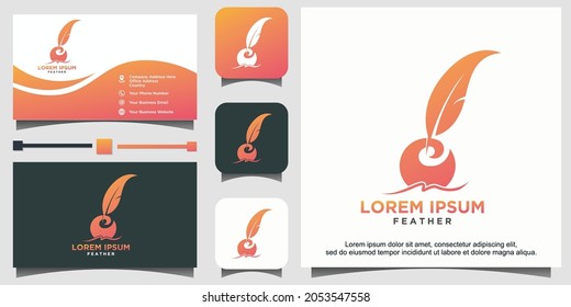 Fox tail feather ink writing logo vector