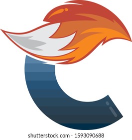fox tail fire logo logotype design vector art illustration