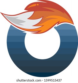 fox tail fire logo logotype alphabet initial letter design vector art