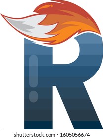 fox tail fire logo logotype alphabet initial letter design vector art