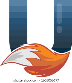 fox tail fire logo logotype alphabet initial letter design vector art