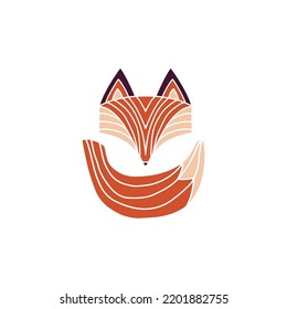 Fox with Tail Logo isolated on white background. Vector illustration.