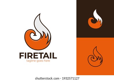 fox tail logo vector element icon illustration. Fox tail Fire Logo design in circle shape and thumbs up like symbol