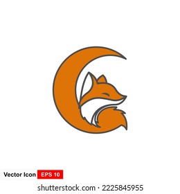 Fox tail moon logo symbol icon vector graphic design