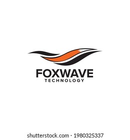 Plantilla vectorial de diseño de logotipo de tecnología de cola de Fox