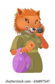 Fox talking on a cell phone