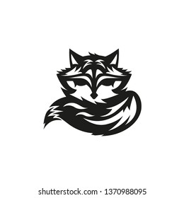 Fox tattoo icon. Isolated drawing for use as an icon, logo, identity, in web and application design, for printing on various media and more