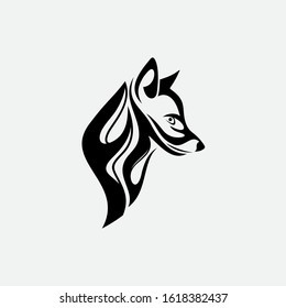 Fox tattoo. Vector illustration, isolated on white background