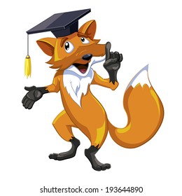 ?artoon fox teacher pointing top