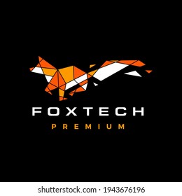 fox technology broken glass geometric polygonal logo vector icon illustration