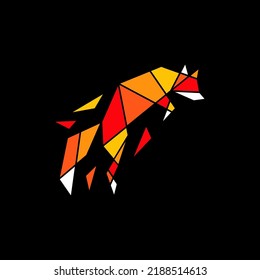fox technology broken glass geometric polygonal logo vector icon illustration
