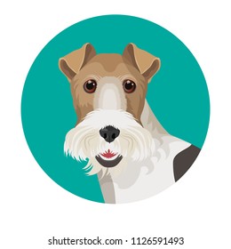 Fox terrier in color circle colorful vector illustration