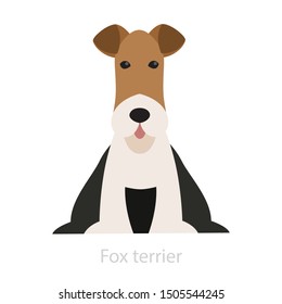 Fox terrier dog breed. Hunter animal, fluffy pet. Funny cute dog. Isolated vector illustration in cartoon style