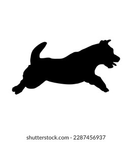 Fuchs Terrier läuft Hunde Silhouette. Vektorhunderassen