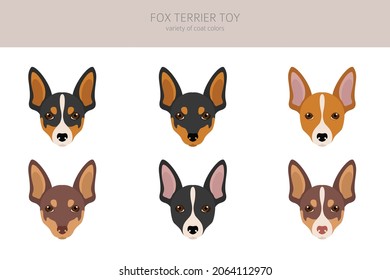 Fox Terrier Spielzeug Clip Art. Unterschiedliche Posen, Farben für die Fellfarbe.  Vektorgrafik