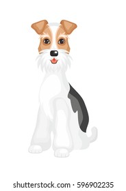 Fox Terrier. Vector image of a cute purebred dogs in cartoon style.