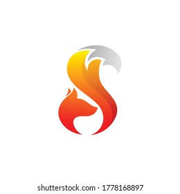 fox that formed fire abstract logo
