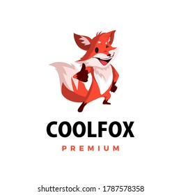 fox thumb up mascot character logo vector icon illustration