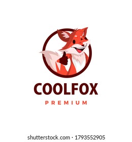 fox thumb up mascot character logo vector icon illustration