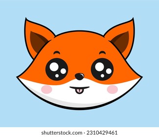 Fox Tongue Face Head Kawaii Sticker