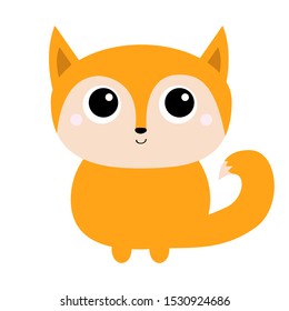 Fox toy icon. Cute cartoon kawaii baby character. Forest animal collection. White background. Isolated. Flat design Vector illustration