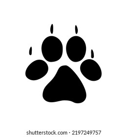 Fox tracks or footprints isolate black silhouette icon. Vector savanna animal steps on ground in mud, hunting sport emblem. Jaguar, tiger or lion wildlife cat foot prints with claws or nails