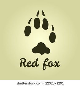 Fox tracks. Fox's paw. The red fox. Icon for hunters