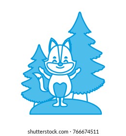 Fox with trees cartoon