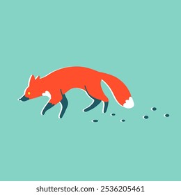 Fox in Trendy Retro Linocut Style. Vector Illustration for Logo, Card, Poster, Cover and Decoration. Wild Life clipart